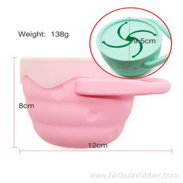 Foldable silicone snack cup anti-drop and anti-sprinkle